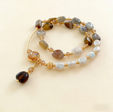Boho Wanderlust Layered Natural Stone Wrap Bracelet | Earthy Elegance