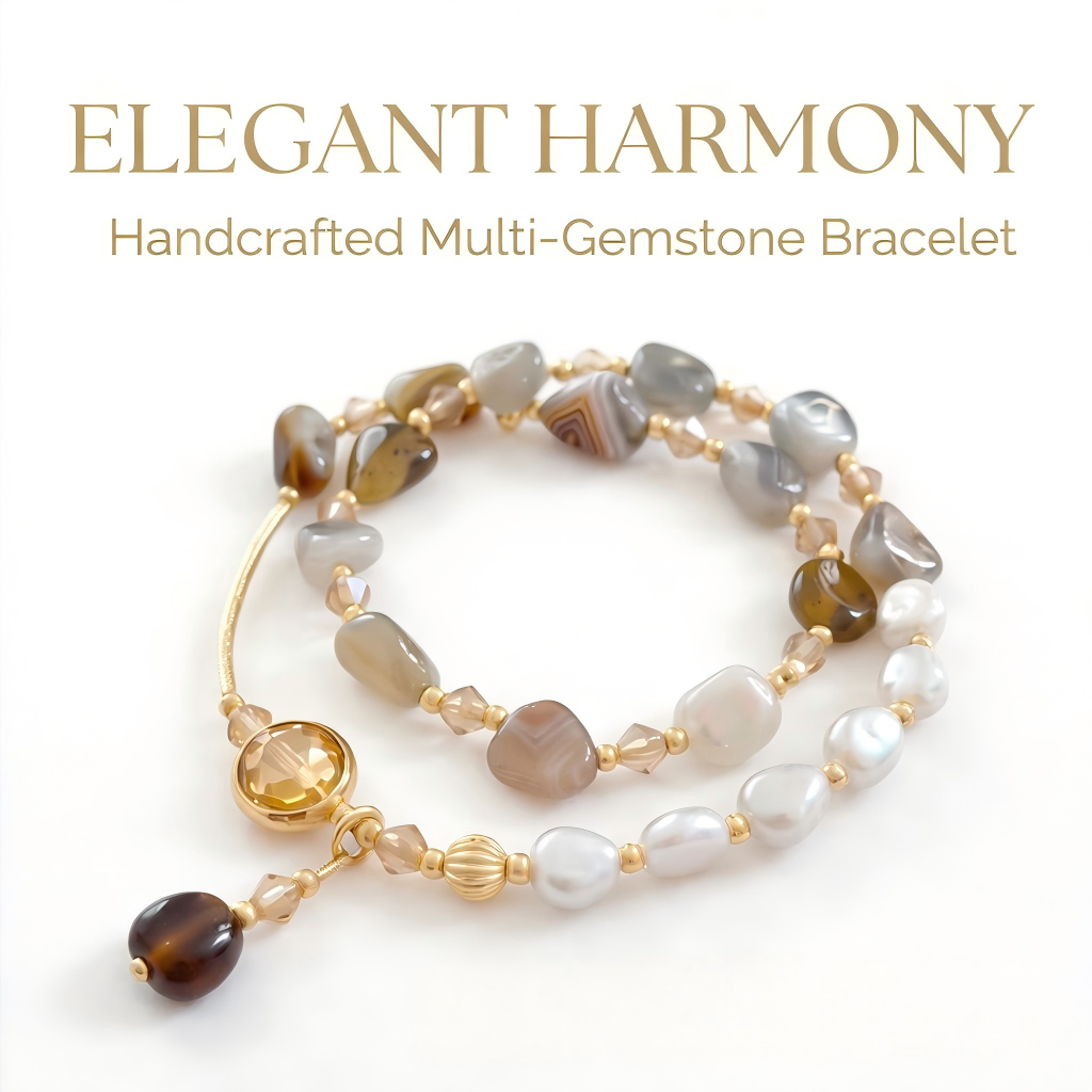 Boho Wanderlust Layered Natural Stone Wrap Bracelet | Earthy Elegance